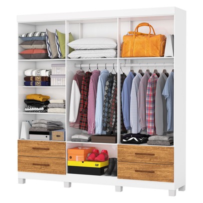 Guarda-Roupa Casal Genova 6 Portas 4 Gavetas 22110 Branco/Cinamomo - Carioca Móveis