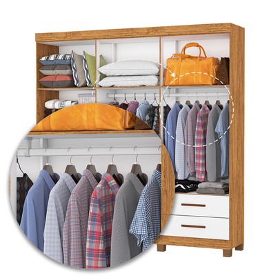 Guarda-Roupa Casal Genova 6 Portas 4 Gavetas 22110 Cinamomo/Branco - Carioca Móveis