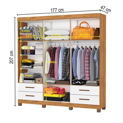 Guarda-Roupa Casal Genova 6 Portas 4 Gavetas 22110 Cinamomo/Branco - Carioca Móveis