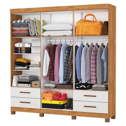 Guarda-Roupa Casal Genova 6 Portas 4 Gavetas 22110 Cinamomo/Off White - Carioca Móveis