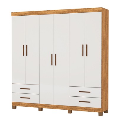 Guarda-Roupa Casal Genova 6 Portas 4 Gavetas 22110 Cinamomo/Off White - Carioca Móveis