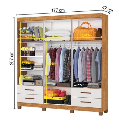 Guarda-Roupa Casal Genova 6 Portas 4 Gavetas 22110 Cinamomo/Off White - Carioca Móveis