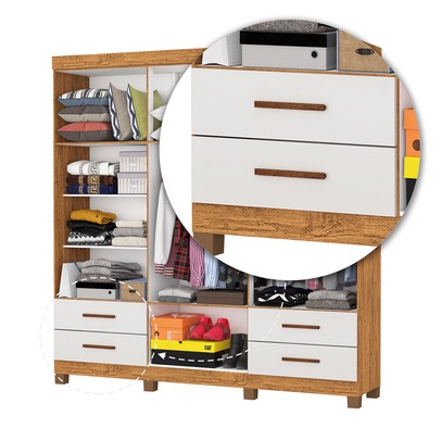 Guarda-Roupa Casal Genova 6 Portas 4 Gavetas 22110 Cinamomo/Off White - Carioca Móveis