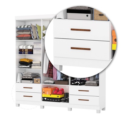 Guarda-Roupa Casal Genova 6 Portas 4 Gavetas com Espelho 22111 Branco - Carioca Móveis