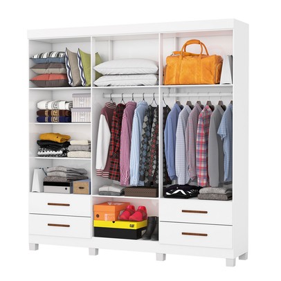 Guarda-Roupa Casal Genova 6 Portas 4 Gavetas com Espelho 22111 Branco - Carioca Móveis