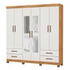 Guarda-Roupa Casal Genova 6 Portas 4 Gavetas com Espelho 22111 Cinamomo/Off White - Carioca Móveis