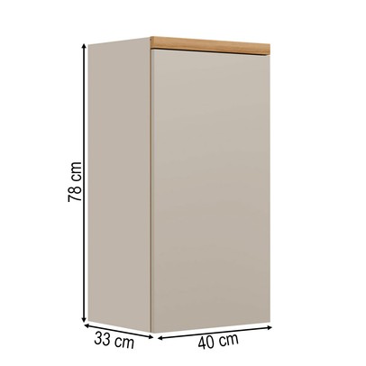 Armário Aéreo Cozinha 40 Cm Allure 1 Porta 1 Prateleira Jequitibá/Gris - Linea Brasil