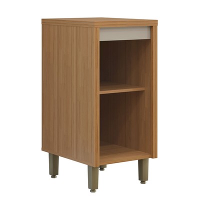 Balcão de Cozinha 40 Cm Allure 1 Porta 1 Prateleira Jequitibá/Gris - Linea Brasil