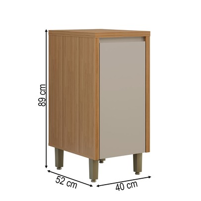 Balcão de Cozinha 40 Cm Allure 1 Porta 1 Prateleira Jequitibá/Gris - Linea Brasil