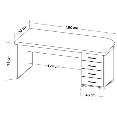Mesa para Escritório Tamburato 4 Gavetas Nogal/Preto 6126 - Artany Móveis