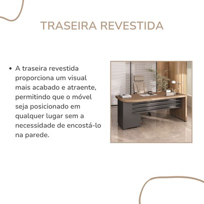 Mesa para Escritório Tamburato 4 Gavetas Nogal/Preto 6126 - Artany Móveis