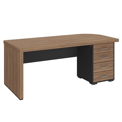 Mesa para Escritório Tamburato 4 Gavetas Nogal/Preto 6126 - Artany Móveis
