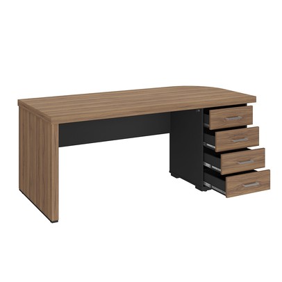 Mesa para Escritório Tamburato 4 Gavetas Nogal/Preto 6126 - Artany Móveis