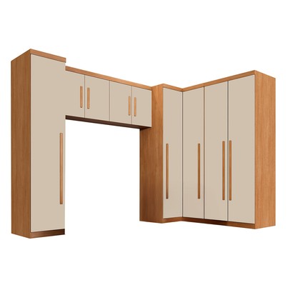 Guarda-Roupa Casal Modulado Dionísio 9 Portas 3 Gavetas Cinamomo/Off Arenas - Pnr Móveis