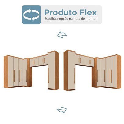 Guarda-Roupa Casal Modulado Dionísio 9 Portas 3 Gavetas Cinamomo/Off Arenas - Pnr Móveis