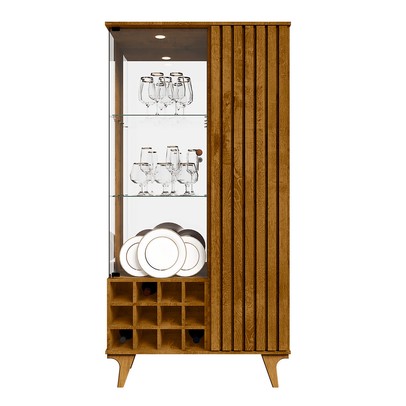 Cristaleira Ariccia 2 Portas 3 Prateleiras com Vidro Ripado Naturalle - Pnr Móveis