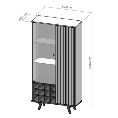 Cristaleira Ariccia 2 Portas 3 Prateleiras com Vidro Ripado Naturalle - Pnr Móveis