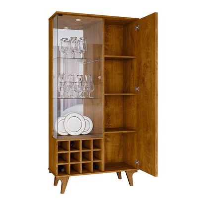 Cristaleira Ariccia 2 Portas 3 Prateleiras com Vidro Ripado Naturalle - Pnr Móveis