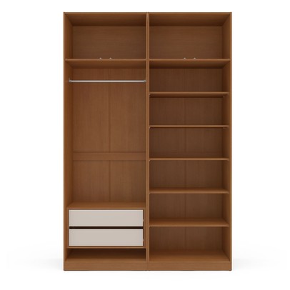 Guarda-Roupa Solteiro Luna 8 Portas 2 Gavetas Creme/Freijó - Politorno