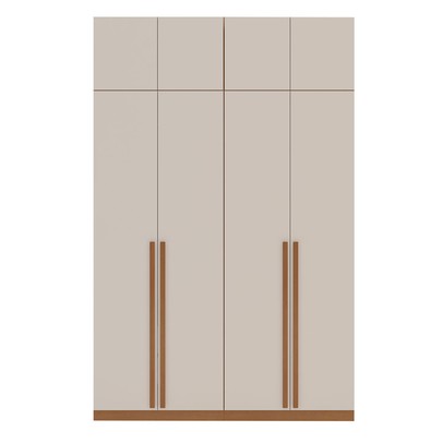 Guarda-Roupa Solteiro Luna 8 Portas 2 Gavetas Creme/Freijó - Politorno