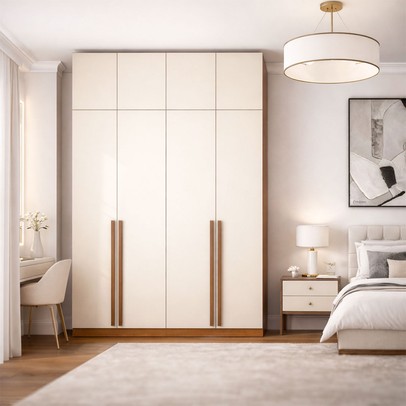 Guarda-Roupa Solteiro Luna 8 Portas 2 Gavetas Creme/Freijó - Politorno