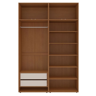 Closet Luna 2 Gavetas 7 Prateleiras Creme/Freijó - Politorno