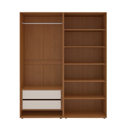 Closet Luna 2 Gavetas 5 Prateleiras Creme/Freijó - Politorno