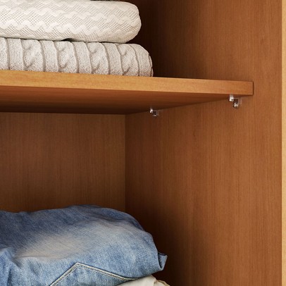 Closet Luna 2 Gavetas 5 Prateleiras Creme/Freijó - Politorno