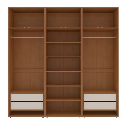 Closet Luna 4 Gavetas 8 Prateleiras Creme/Freijó - Politorno