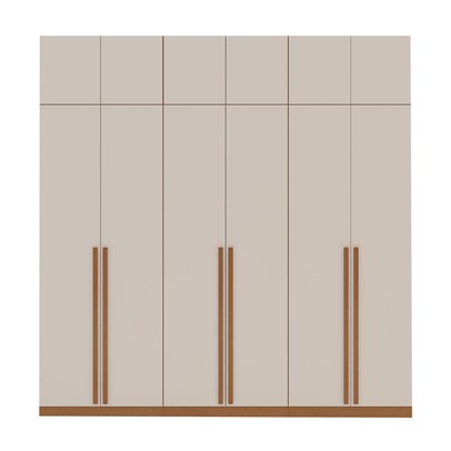 Guarda-Roupa Casal Luna 12 Portas 4 Gavetas Creme/Freijó - Politorno