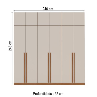 Guarda-Roupa Casal Luna 12 Portas 4 Gavetas Creme/Freijó - Politorno
