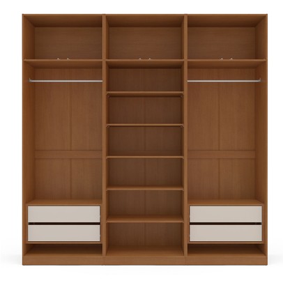 Guarda-Roupa Casal Luna 12 Portas 4 Gavetas Creme/Freijó - Politorno