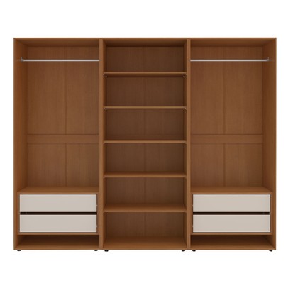 Closet Luna 4 Gavetas 5 Prateleiras Creme/Freijó - Politorno