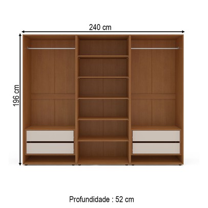 Closet Luna 4 Gavetas 5 Prateleiras Creme/Freijó - Politorno