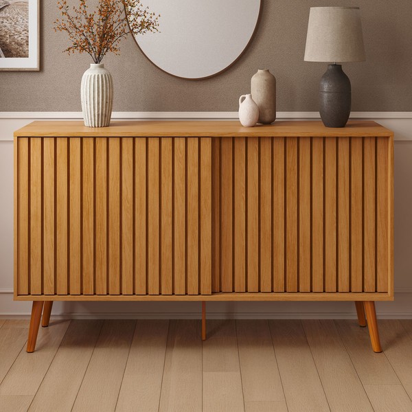 Balcão Buffet Duna 2 Portas Ripado Nature - Tebarrot