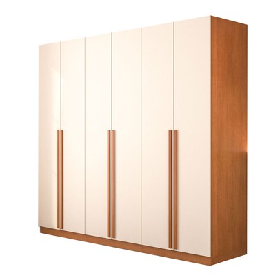 Guarda-Roupa Casal Luna 6 Portas 4 Gavetas Creme/Freijó - Politorno