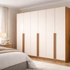 Guarda-Roupa Casal Luna 6 Portas 4 Gavetas Creme/Freijó - Politorno