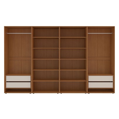 Closet Luna 4 Gavetas 10 Prateleiras Creme/Freijó - Politorno