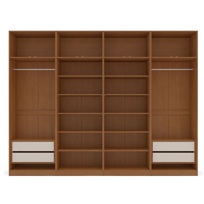 Guarda-Roupa Casal Luna 16 Portas 4 Gavetas Creme/Freijó - Politorno