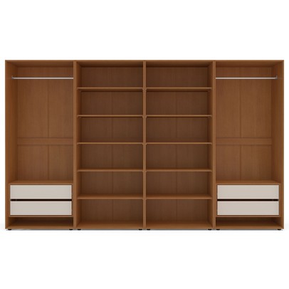 Guarda-Roupa Casal Luna 8 Portas 4 Gavetas Creme/Freijó - Politorno