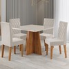Mesa de Jantar 4 Lugares Evah com Vidro Mel/Off White/Veludo Pastel - Viero Móveis