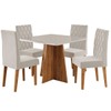 Mesa de Jantar 4 Lugares Evah com Vidro Mel/Off White/Veludo Pastel - Viero Móveis