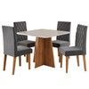 Mesa de Jantar 4 Lugares Evah com Vidro Mel/Off White/Veludo Cinza - Viero Móveis