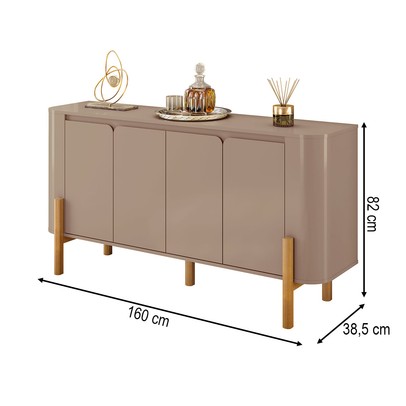 Balcão Buffet Imbassaí 4 Portas 2 Prateleiras Fendi - Móveis Bechara
