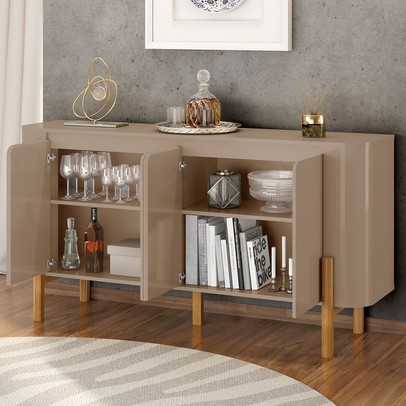 Balcão Buffet Imbassaí 4 Portas 2 Prateleiras Fendi - Móveis Bechara