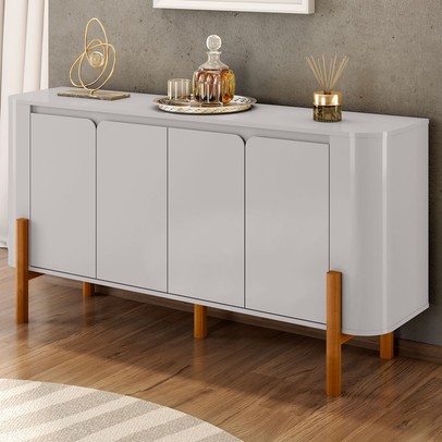 Balcão Buffet Imbassaí 4 Portas 2 Prateleiras Off White - Móveis Bechara