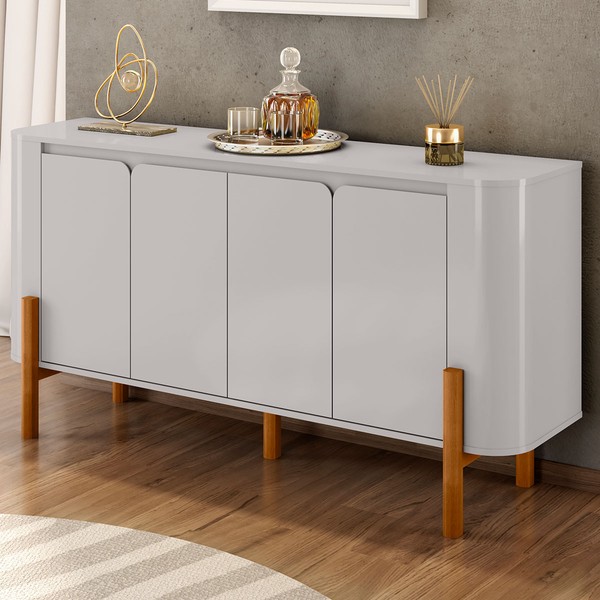 Balcão Buffet Imbassaí 4 Portas 2 Prateleiras Off White - Móveis Bechara