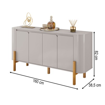 Balcão Buffet Imbassaí 4 Portas 2 Prateleiras Off White - Móveis Bechara