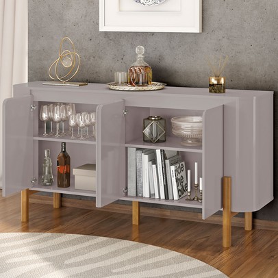 Balcão Buffet Imbassaí 4 Portas 2 Prateleiras Off White - Móveis Bechara