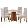Mesa de Jantar 4 Lugares Evah Mel/Blonde/Veludo Pastel - Viero Móveis